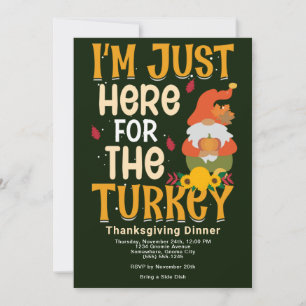 Cartes Pour Fêtes Annuelles Gnome ici pour Turquie Thanksgiving Dîner Invitati