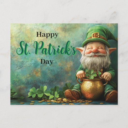 Cartes Pour Fêtes Annuelles Gnome Leprechaun et Pot of Gold St. Patrick's Day (Devant)