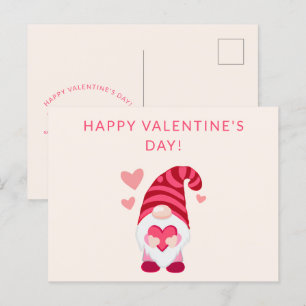 Cartes Pour Fêtes Annuelles Gnome Mignon Tenant un Cœur pour la Saint-Valentin