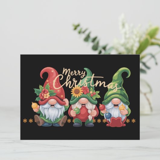 Cartes Pour Fêtes Annuelles Gnome Noël Gnomes Joyeux Noël Xmas  (Debout devant)