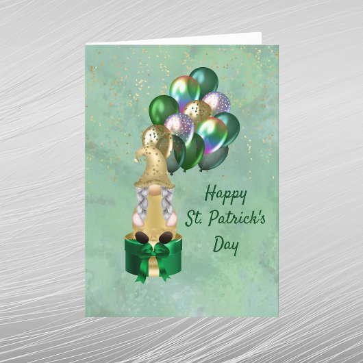 Cartes Pour Fêtes Annuelles Gnome Or Ballons Verts Jour de la Saint-Patrick