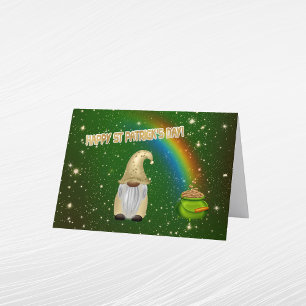 Cartes Pour Fêtes Annuelles Gnome Pot Vert Or Arc-en-ciel Saint-Patrick