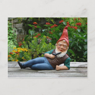 Cartes Pour Fêtes Annuelles Gnome relaxant avec Casquette Père Noël