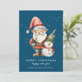 Cartes Pour Fêtes Annuelles Gnome Snowman Joyeux Noël Entreprise Appartement (Debout devant)