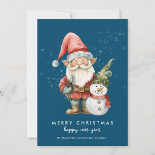 Cartes Pour Fêtes Annuelles Gnome Snowman Joyeux Noël Entreprise Appartement