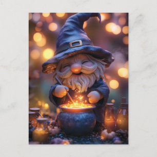 Cartes Pour Fêtes Annuelles Gnome souriant Stirring Magic Pot