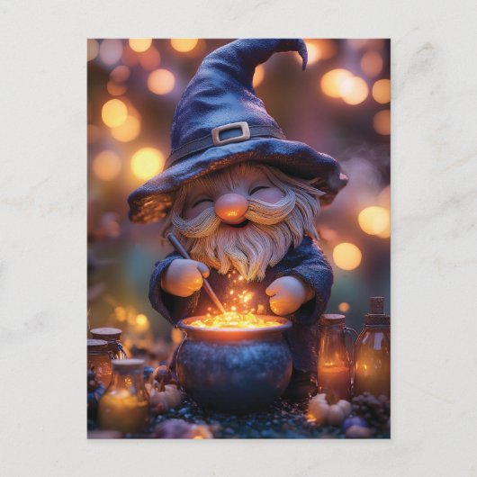 Cartes Pour Fêtes Annuelles Gnome souriant Stirring Magic Pot (Devant)