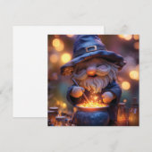 Cartes Pour Fêtes Annuelles Gnome souriant Stirring Magic Pot (Devant / Derrière)