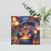 Cartes Pour Fêtes Annuelles Gnome souriant Stirring Magic Pot (Debout devant)