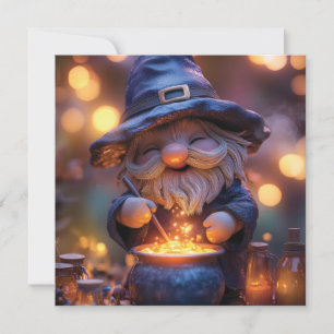 Cartes Pour Fêtes Annuelles Gnome souriant Stirring Magic Pot