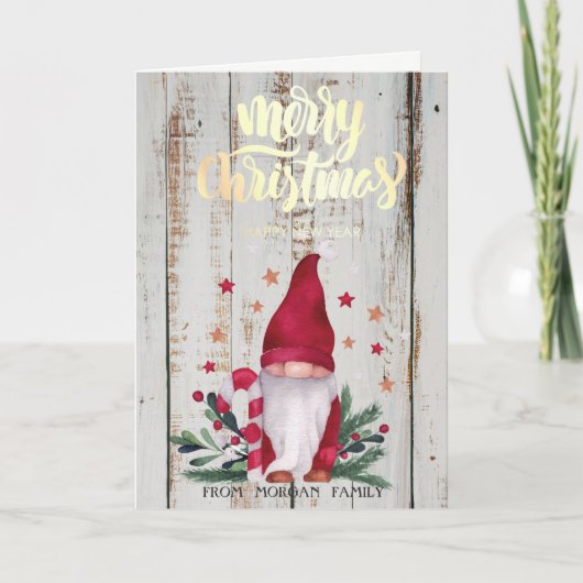 Cartes Pour Fêtes Annuelles Gnome,Stars Pine Tree Branches Joyeux Noël (Devant)