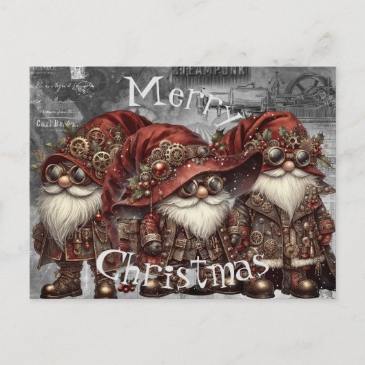 Cartes Pour Fêtes Annuelles Gnome Steampunk Noël d'hiver (Devant)