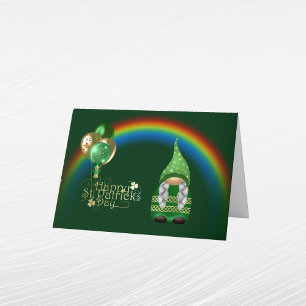 Cartes Pour Fêtes Annuelles Gnome Vert Ballons Or Arc-en-ciel Saint-Patrick