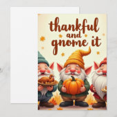 Cartes Pour Fêtes Annuelles gnome vœux de Thanksgiving (Devant / Derrière)