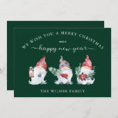Cartes Pour Fêtes Annuelles Gnome We Wish You a Joyeux Noël (Devant / Derrière)