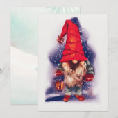 Cartes Pour Fêtes Annuelles Gnome with a Lantern Christmas (Devant / Derrière)