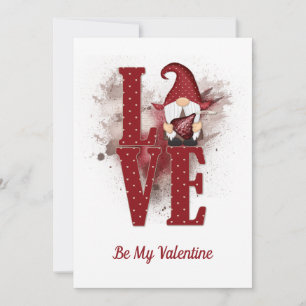 Cartes Pour Fêtes Annuelles Gnomes Amour Rouge Mignon Personnaliser la Saint-V