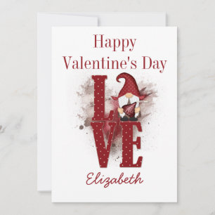 Cartes Pour Fêtes Annuelles Gnomes Amour Rouge Mignon Personnaliser la Saint-V