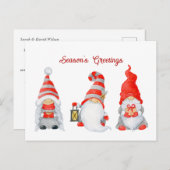 Cartes Pour Fêtes Annuelles Gnomes de Noël doux en hiver (Devant / Derrière)