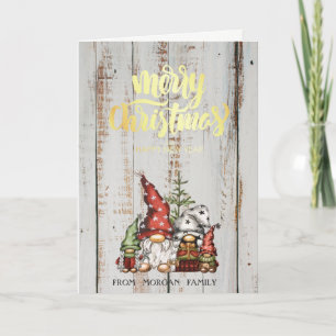 Cartes Pour Fêtes Annuelles Gnomes mignons Famille Bois joyeux Noël