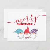 Cartes Pour Fêtes Annuelles Gnomes mignons Joyeux Noël Calligraphie Script (Devant / Derrière)