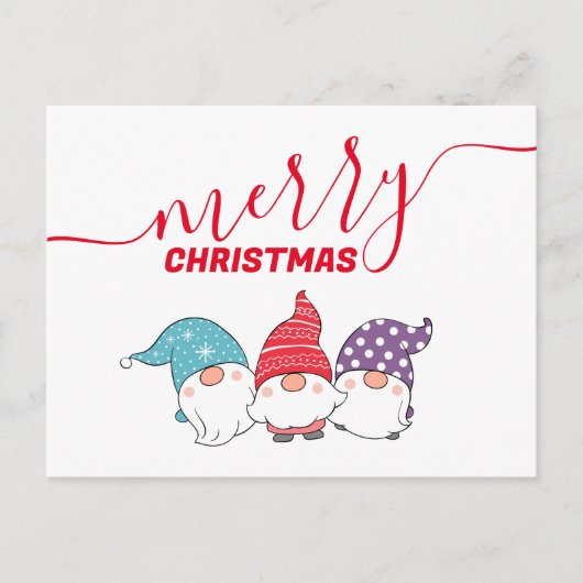 Cartes Pour Fêtes Annuelles Gnomes mignons Joyeux Noël Calligraphie Script (Devant)