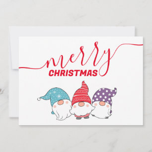 Cartes Pour Fêtes Annuelles Gnomes mignons Joyeux Noël Calligraphie Script