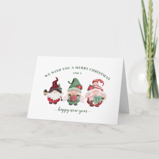 Cartes Pour Fêtes Annuelles Gnomes mignons Noël personnalisé (Devant)