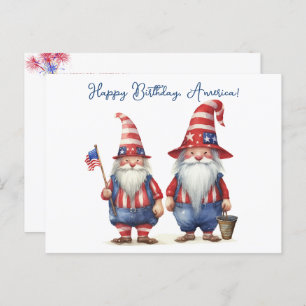 Cartes Pour Fêtes Annuelles Gnomes patriotiques américains