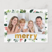 Cartes Pour Fêtes Annuelles God Foil Joyeux Festive Verdure personnalisée Phot (Devant)