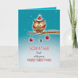 Cartes Pour Fêtes Annuelles Godfather, owl wish you a Merry Christmas