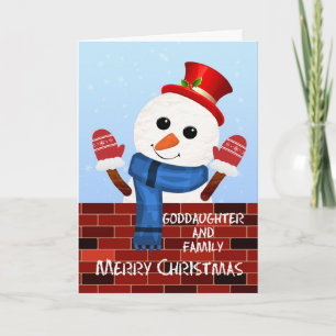 Cartes Pour Fêtes Annuelles Godgirl et sa famille Noël Snowman