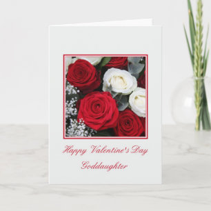 Cartes Pour Fêtes Annuelles Godgirl Valentine's Day rose rouge et blanc