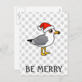 Cartes Pour Fêtes Annuelles Goéland à bec circulaire père Noël (Devant / Derrière)