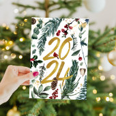 Cartes Pour Fêtes Annuelles Gold 2025 Pin de Noël Festive Pough Rouge photo