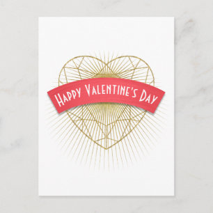 Cartes Pour Fêtes Annuelles Gold Art Deco Heart Valentine's Day