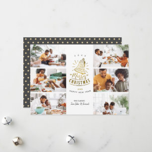 Cartes Pour Fêtes Annuelles Gold Bell Joyeux Noël 6 Photo Collage