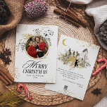 Cartes Pour Fêtes Annuelles Gold & Black Floral Wreath Photo Noël<br><div class="desc">Une Forêt Magique Noire et Or Photo personnalisée La Carte de Noël est un moyen festif et enchanteur d'offrir des voeux chaleureux à vos amis et votre famille pendant la période des fêtes. La carte présente une combinaison époustouflante de noir et d'or, créant une atmosphère élégante et magique qui rappelle...</div>