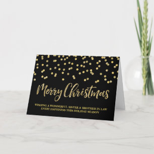 Cartes Pour Fêtes Annuelles Gold Black Joyeux Noël Soeur & Frère en Droit