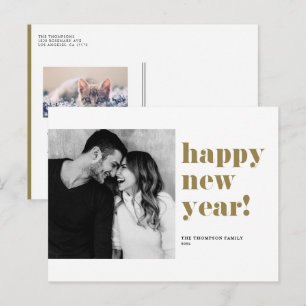 Cartes Pour Fêtes Annuelles Gold Bold Typographie Joyeuse photo du Nouvel An