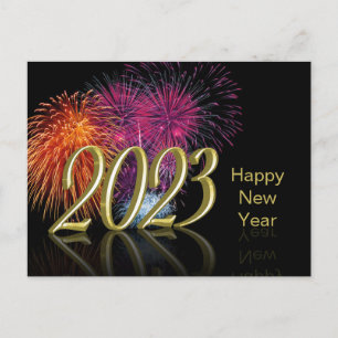Cartes Pour Fêtes Annuelles Gold Bonne année 2023 Fireworks