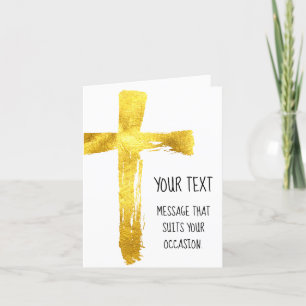 Cartes Pour Fêtes Annuelles Gold Brush Cross - Moderne Christian Crucifix