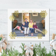 Gold Chimmerge Chic Snowflake photo de vacances