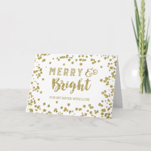 Cartes Pour Fêtes Annuelles Gold Confeti Merry & Bright Christmas Card Sister