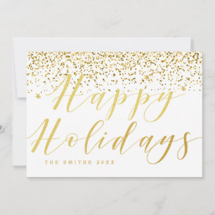 Cartes Pour Fêtes Annuelles Gold Confetti Happy Holidays Card