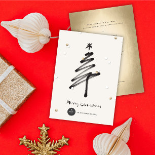 Cartes Pour Fêtes Annuelles Gold Confetti Pinceau élégant Arbre Moderne Entrep