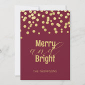 Cartes Pour Fêtes Annuelles Gold Confetti Rouge Noël Joyeux et lumineux (Devant)