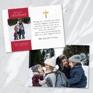 Cartes Pour Fêtes Annuelles Gold Cross Photo Joyeux Noël