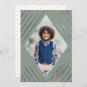 Cartes Pour Fêtes Annuelles Gold Diamond Stripes Light Frame Photo Noël (Devant / Derrière)