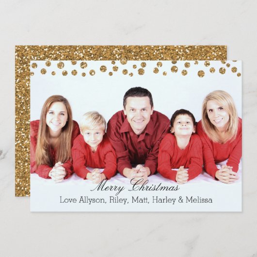 Cartes Pour Fêtes Annuelles Gold Faux Parties scintillant Confetti Noël person (Devant / Derrière)